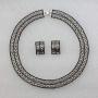 Faship Elegant Brilliant Clear Crystal Panther Link Choker Necklace Earrings Set