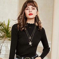 Chamqueen Double Layered Necklace Sweater Chain Jewelry V Shape Lariat Long Necklace for Women Girls