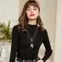 Chamqueen Double Layered Necklace Sweater Chain Jewelry V Shape Lariat Long Necklace for Women Girls