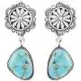 Turquoise Earrings 925 Sterling Silver & Genuine Turquoise (Select style)
