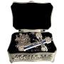 elegantmedical Stations of the Cross Prayer Rosary Real Black Pearl Beads Necklace Catholic Gifts Box