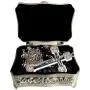 elegantmedical Stations of the Cross Prayer Rosary Real Black Pearl Beads Necklace Catholic Gifts Box