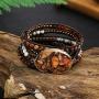 Plumiss Boho Handmade Imperial Jasper Bracelets Natural Stone Crystal Hematite Mixed Beaded Strand Bracelet