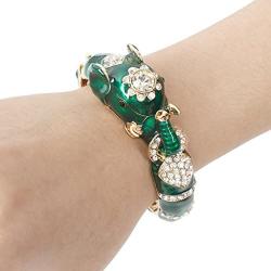 EVER FAITH Womens Austrian Crystal Enamel Adorable Elephant Bangle Bracelet