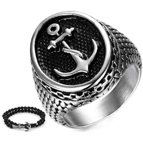 Gungneer Navy Rope and Anchor Ring for Men Stainless Steel Sailor Nautical USN Symbol Military Jewelry Accessory Gungneer Navy Rope and Anchor Ring for Men Stainless Steel Sailor Nautical USN Symbol Military Jewelry Accessory