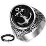 Gungneer Navy Rope and Anchor Ring for Men Stainless Steel Sailor Nautical USN Symbol Military Jewelry Accessory