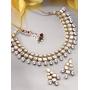 Aheli Wedding Party Indian Faux Kundan with Maroon Beads Necklace Earrings Set Ethnic Fashion Jewelry for Women