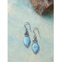 YoTreasure 1.61'' Larimar Blue Topaz Solid 925 Sterling Silver Dangle Earrings