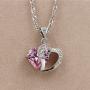 Uloveido Fashion Austrian CZ Crystals Double Heart Shape Pendant Necklace Valentines Gift N673