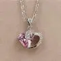 Uloveido Fashion Austrian CZ Crystals Double Heart Shape Pendant Necklace Valentines Gift N673