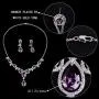 EVER FAITH Womens CZ Lots Hollow-Out Teardrop Necklace Earrings Bracelet Set Silver-Tone EVER FAITH Womens CZ Lots Hollow-Out Teardrop Necklace Earrings Bracelet Set Silver-Tone