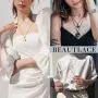 beautlace Double Love Heart Necklaces/Sets 18K Gold/Silver/Black Gun Plated Heart Pendant Sets Jewelry Gifts for Lover and Couples