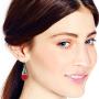 Vintage Red Reconstructed Coral Teardrop .925 Sterling Silver Dangle Fish Hook Earrings