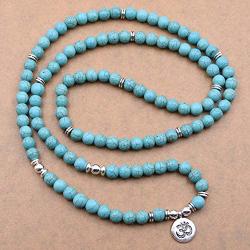 Self-Discovery 108 Natural Beads Mala Yoga Jewelry Meditation Beads Bracelet Necklace with OHM Charm