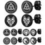 FaithHeart Viking Runes Black Stud Earrings Men Women Studs Set Jewelry 2-12 MM with Brand Packaging 6 Pairs