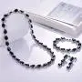 GULICX White Gold Plated Tear Drop AAA Cubic Zirconia Women Bracelet Earrings Necklace Jewelry Set