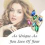 JIANGYUE Multicolor CZ Cubic Zirconia Rings for Women Gold Plated Rainbow Gemstones Wedding Engagement Cocktail Birthstone Jewelry Gifts Size 5 6 7 8 9 10
