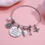 Sunflower Charm Bracelets for Women Girls, Stainless Steel Expandable Bangle Bracelets Engraved Letter Sunflower Bee You Are My Sunshine My Only Sunshine Initial Charm Sunflower Bracelets Jewelry Gift