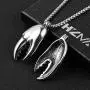 HZMAN Personality Men Women Fashion Jewelry Ocean Crab Claw Lobster Stainless Steel Pendant Necklace 22+2 Inch Chain