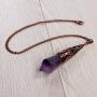 Bivei Retro Brass 12 Faceted Prism Chakra Necklace Witch Dowsing Pendulum Gemstone Quartz Point Top Healing Crystal Pendant Divination Reiki Antique Gift