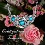 925 Stealing Sliver Oxidized Rose Turquoise necklace New Type Gift For Women Girl,18+2 Inch O Chain