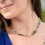 SUVANI Venetian Murano Glass Bead Multi-Colored Millefiori Flower Round Disc Necklace, 16-18 inches