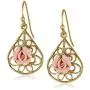 1928 Jewelry Gold-Tone and Pink Porcelain Rose Drop Earrings 1928 Jewelry Gold-Tone and Pink Porcelain Rose Drop Earrings