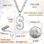 ChainsPro Men/Women Stunning Monogram Letter Necklace, A to Z Initial Charm with Chain-22+2''-Adjustable, 316L Stainless Steel/Gold Plated/Black (Send Gift Box)