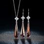 ATTA GEMS Statement Jewelry Set for Women / 925 Sterling Silver Long Diaspore Dangle Earrings and Pendant Necklace Set for Bridesmaids Brides