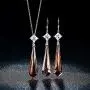 ATTA GEMS Statement Jewelry Set for Women / 925 Sterling Silver Long Diaspore Dangle Earrings and Pendant Necklace Set for Bridesmaids Brides