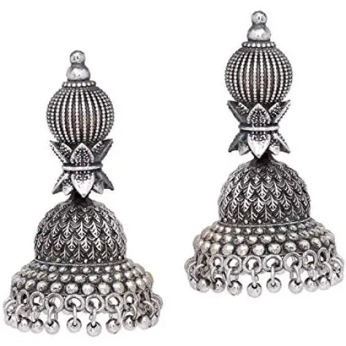 Aheli Antique Oxidized Vintage Boho Bohemian Jhumki Jhmuka Earrings Indian Bollywood Ethnic Wedding Fashion Tribal Jewelry for Women