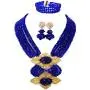 Nigerian Wedding African Beads Royal Blue Bridal Jewelry Sets LCF032 Nigerian Wedding African Beads Royal Blue Bridal Jewelry Sets LCF032