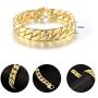 willtx Gold Cuban Link Chain Necklace or Bracelet for Men Boys Rapper Biker Hip Hop Jewelry Thick Curb Links with Design Box Clasp