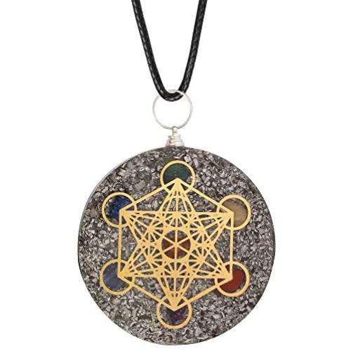 Art of Creation Orgone Energy 7 Chakra pendant With Metatron Cube | EMF Protection | Orgonite Balancing Chakra | Revitalization and Relaxation | Healing Crystal Reiki Charged Radiation Protection