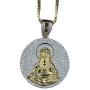 KOSMOLING Sparking Iced Out Hip Hop Jewelry Rose Gold Silver 3 Colors Virgin Mary Pendant Necklace for Men and Women, Micro Pave AAA Cubic Zirconia, 24inch Box Chain