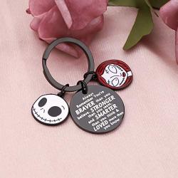 AKTAP The Nightmare Before Christmas Inspired Keychain Jack Skellington & Sally Jewelry You’re Braver Than You Believe