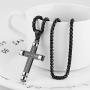 HZMAN Philippians 4:13 Cross Pendant STRENGTH Bible Verse Stainless Steel Necklace 3 Colors Available