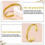 GOLDCHIC JEWELRY Wide Open Cuff Bracelet, Stainless Steel 7.7mm/10mm Leaf/Star/Chain Link/Wheat Braided Style Adjustable Boho Stackable Bangle Bracelet,Gift Box Included