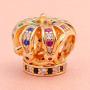 Crown Charms Golden Royal Crown Charms, 925 Sterling Silver King Queen Crown Beads with Colorful Zircon, Gifts for Fathers Day/Valentines Day/Christmas, fits for DIY Bracelet