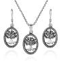 AeraVida Thriving Tree of Life Oval Frame .925 Sterling Silver Jewelry Set