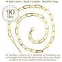 Gold Paperclip Chain Necklace for Women - 24K Gold Layering Paper Clip Necklace Jewelry | 18'' + 2'' Extender with Nano Stearin Protective Coating