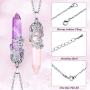 Hexagonal Healing Crystal Necklace Natural Prism Stone Pendant Flower Wrapped Pointed Quartz Yoga Energy with Chain