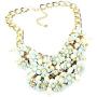 Uniklook Chunky Statement Mint Green Flowers Beads Gold Chain Women Necklace Earrings Set Fashion Jewelry