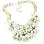 Uniklook Chunky Statement Mint Green Flowers Beads Gold Chain Women Necklace Earrings Set Fashion Jewelry