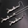 U7 Cute Cat Necklace Rhinestone with Chain Platinum/18K Gold Plated Girls Charm Smooth Collarbone Necklace