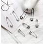 Cinlan S925 Silver Simple Paper Clip Earrings Stylish Punk Goth Safety Pin Earrings