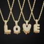 Plumiss Initial Letter Pendant Necklace Mens Womens Capital Letter A-Z 14K Gold Long Necklace
