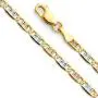 14k REAL Tri Color Gold Solid 3mm Star Diamond Cut Chain Bracelet with Lobster Claw Clasp - 7.5''