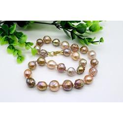 Rakumi AAA10-12mm Multi-colord Freshwater Cultured Baroque Pearl Necklace and Bracelet Jewelry Set