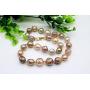 Rakumi AAA10-12mm Multi-colord Freshwater Cultured Baroque Pearl Necklace and Bracelet Jewelry Set